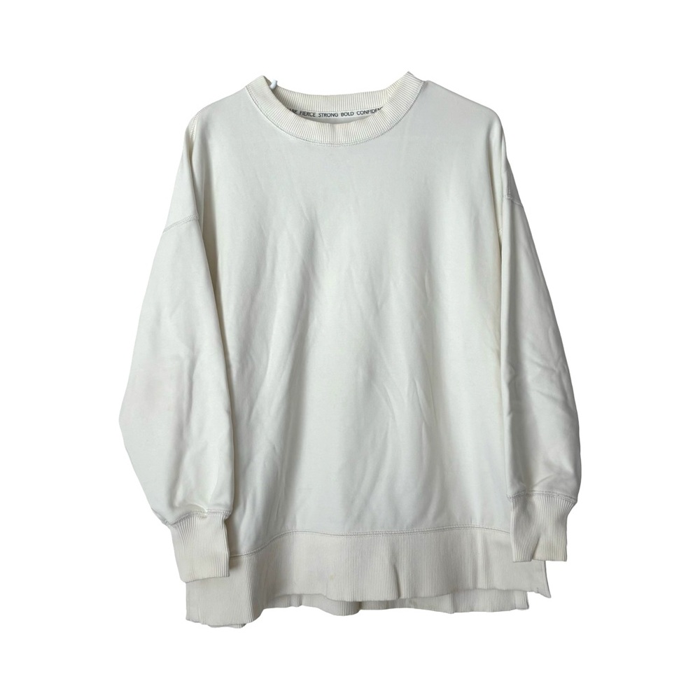 aerie fleece Crewneck oversized sweater in off white color